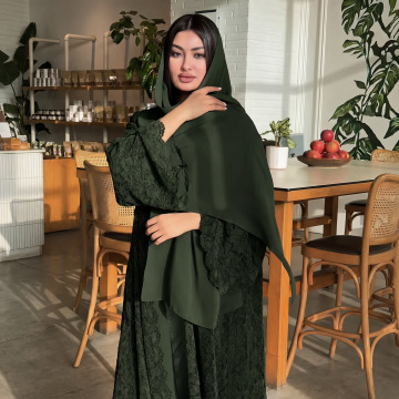 Lace Kimono Abaya Open Front Cardigan Dress