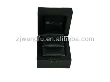 elegant black wooden ring box with leather lining