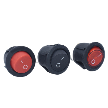 KCD1-105 Small Round Black Mini Rocker Switch 2 Pin ON-OFF with LED