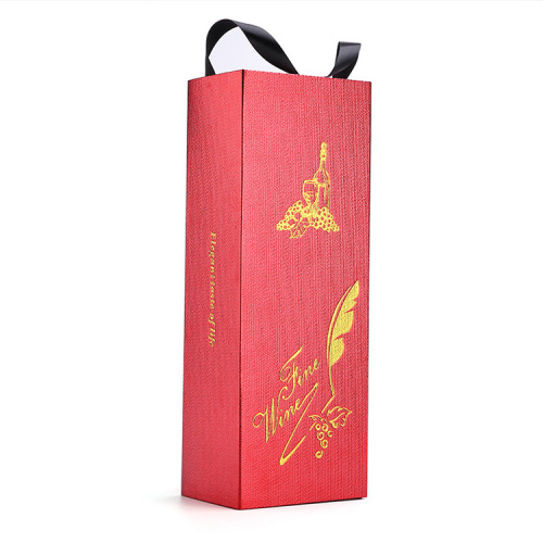 Single Wine Bottle Gift Box Packaging with Handle