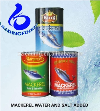 High Quality China Processed Instant Canned Mackerel Fish Salt and Water Added Fresh Raw Material
