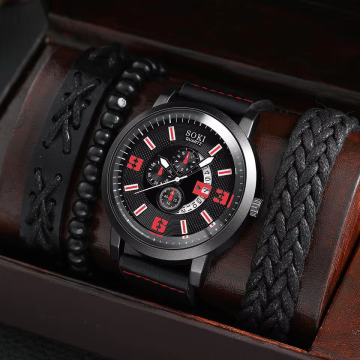 Brave Light Hot Sell Casual Leather Strap Fashion Quartz Wristwatch for Men