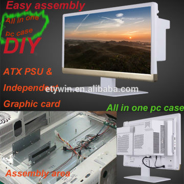 New inventions DIY gaming computer pc all in one with 21.5"LED monitor wide screen pc case