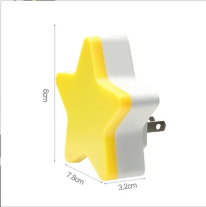 LED Plug-in Lamp Sensor Controlled Pentagram Night Light Take Good Care Children Sleep
