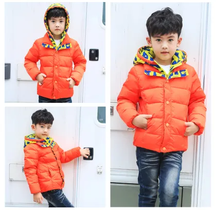 2016New Design Short Hoody Kid Down Jacket