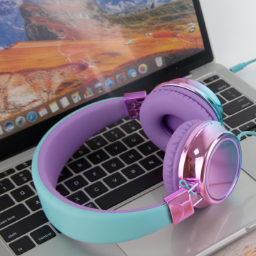 Fashion Gradient color Wired Music Headphones