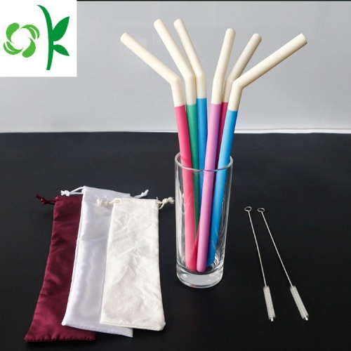 Unique Double Color Silicone Soft Straw for Drinks