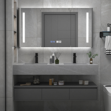 Khách sạn sang trọng hiện đại nổi lên 150cm Basin Basin Phòng tắm Vanity Bộ Vanity với Gương LED
