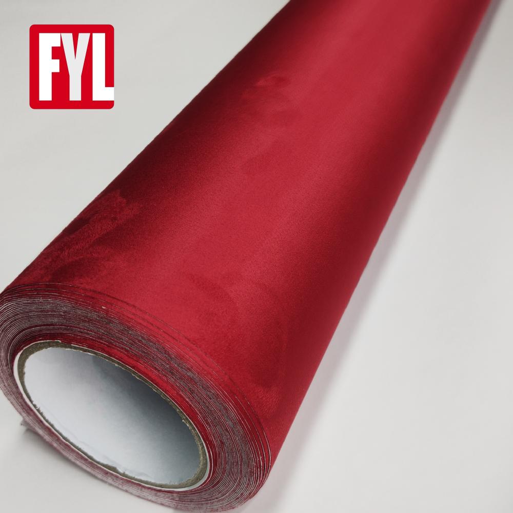 Tissu en daim en vinyle intérieur en vinyle rouge