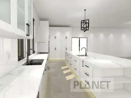 Modern white open kitchen custom kitchen cabinets