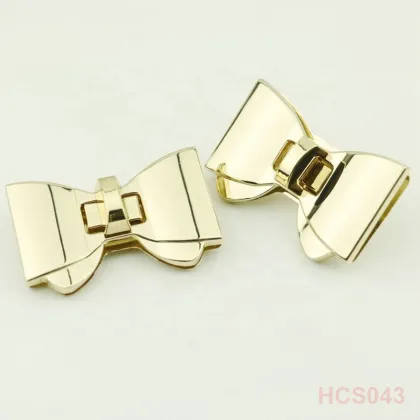 Shiny Gold Tie Bow Shaped Leather Bag Lock Factory Supply