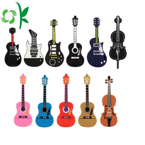 Couvercle de lecteur flash USB en silicone personnalisé pour guitare 3D