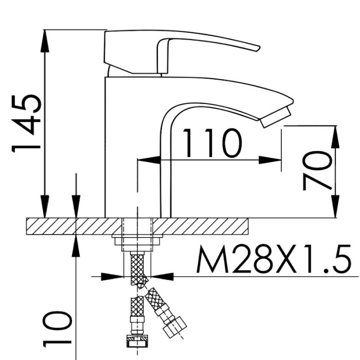 Zinc Alloy 35mm Single Hole Basin Mixer