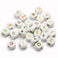 100pcs Zinc Alloy Letter Beads Double Face Flat Round Enamel Charms for DIY Pendants Bracelet Jewelry Making Accessories