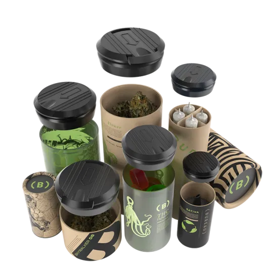 Child resistant CBD flower paper tube glass jar