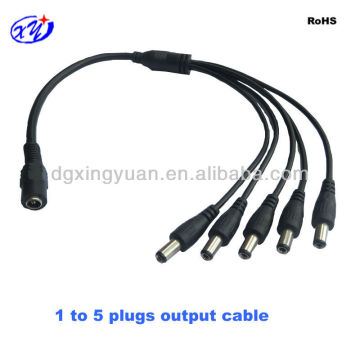 output power cord with male and female plug, 1 to 5 plugs