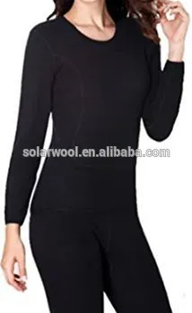 Heated Thermal Underwear Ladies Sexy Merino Wool Fabric Thermal Underwear