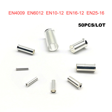 50pcs Copper Tube Bare Cord End Terminals Electrical Crimp Naked Terminal Wire Connector EN4009~EN25-16 Cable Ferrules 12-4AWG