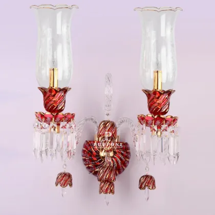 Bohemia Classic Style Red Crystal Table Lamp - 2 Lights E14 Bedroom Dining Room