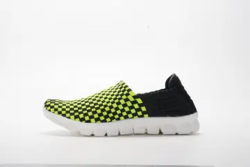 Black Green Slip Resistant Women's Woven Loafers