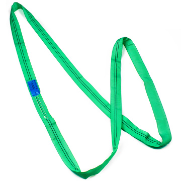 2 Ton 2M Or OEM Length Polyester 2T Round Lifting Sling Belt Green Color Safety Factor 8:1 7:1