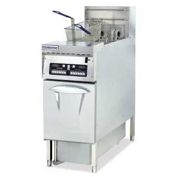 Commercial Kitchen Equipment Vertical 1-Tank Computer Fryer with Oil Filter Cart