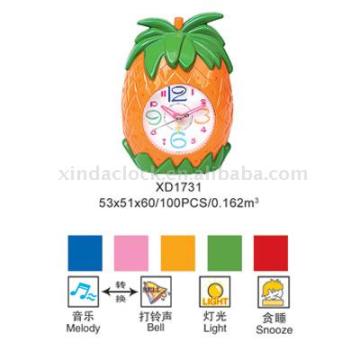 music clock with fruit design