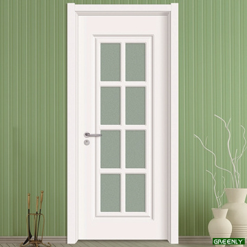 Porte en bois moderne blanche avec verre