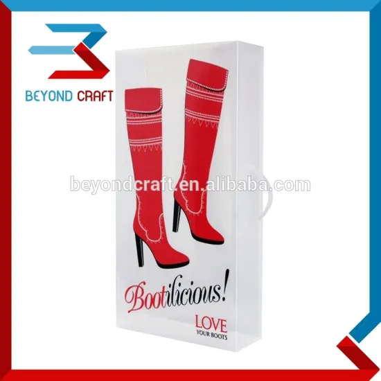 GOOD price stackable clear plastic boot shoe box storage box with handle