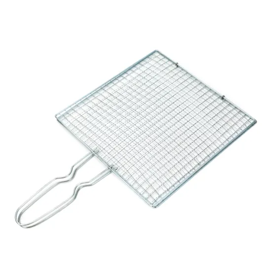 BBQ Wire Mesh Grilling Basket with Wooden Handle