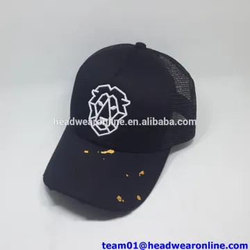 cotton and mesh trucker hat with destroyed holes