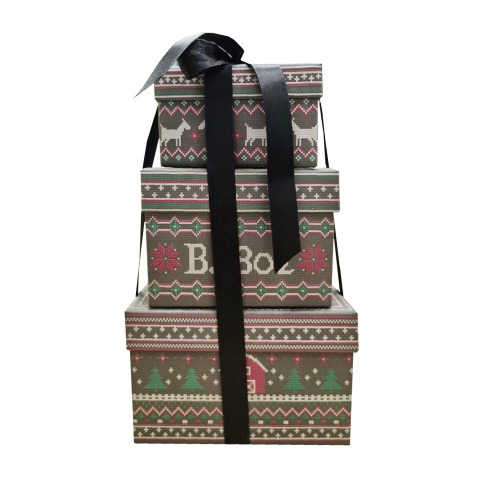 Luxury 3 set packaging gift boxes with ribbon