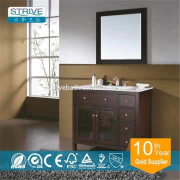 Contemporary Single Sink Vanity Cabinet White Marble
