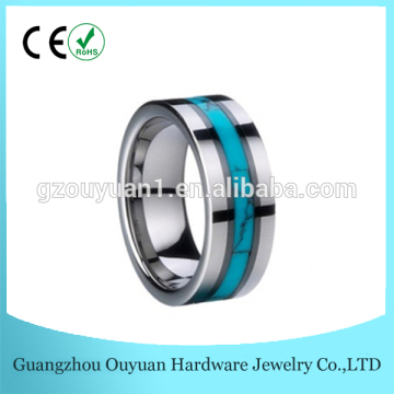 8MM Hot Design Flat Turquoise Tungsten,Mens Wedding Bands, Genuine Turquoise Inlay Tungsten Carbide Engagement Wedding Ring