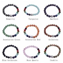 7 Chakra Gemstone Bouddhisme et Bouddha alliage Bracelet en cristal