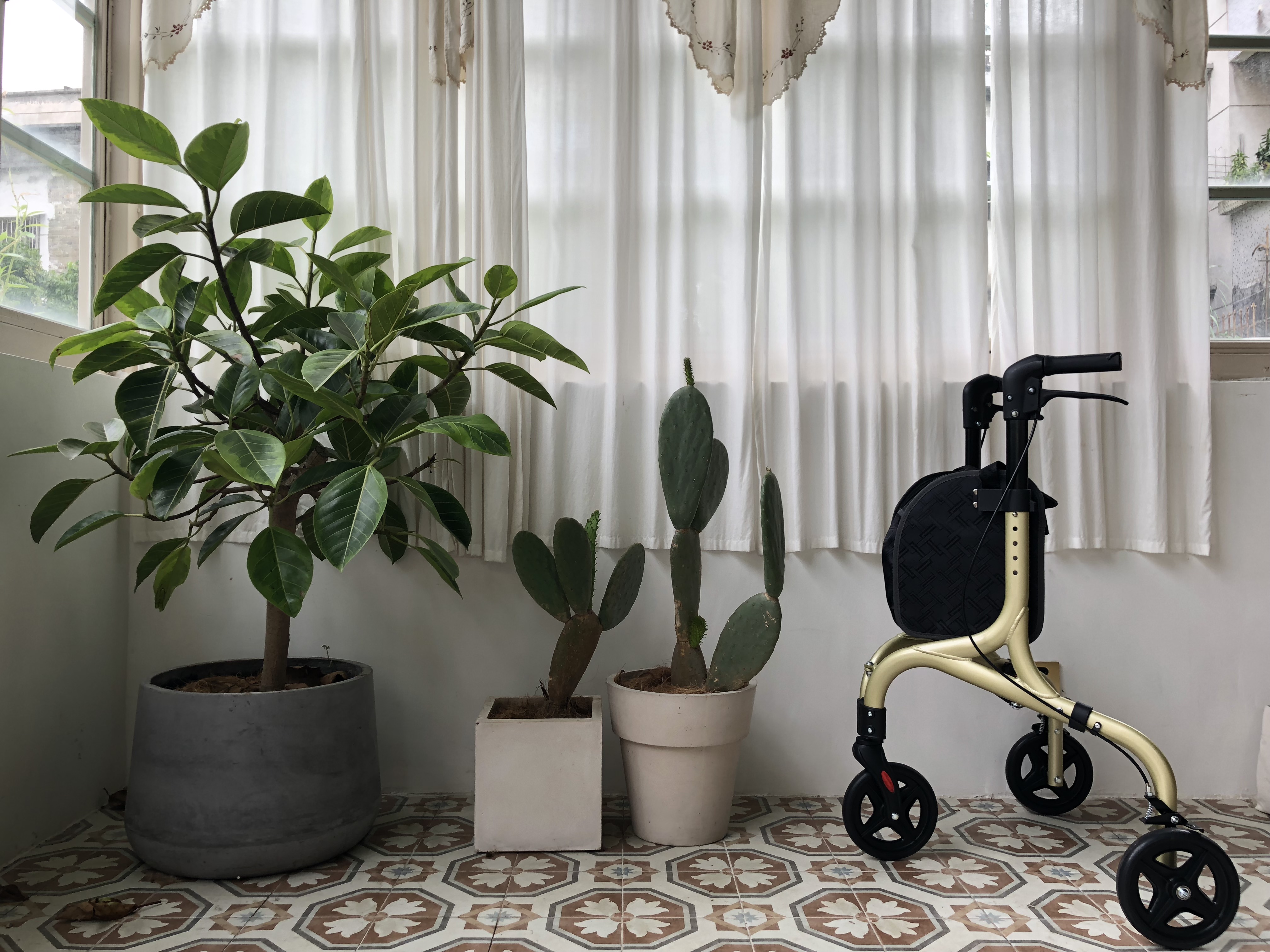 Tonia 3 -wiel wandelhulpmiddelen lichtgewicht rollator met luxe boodschappentas TRB01