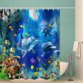 Dolphin Tropical Fish Waterproof Shower Curtain Animal Bathroom Decor