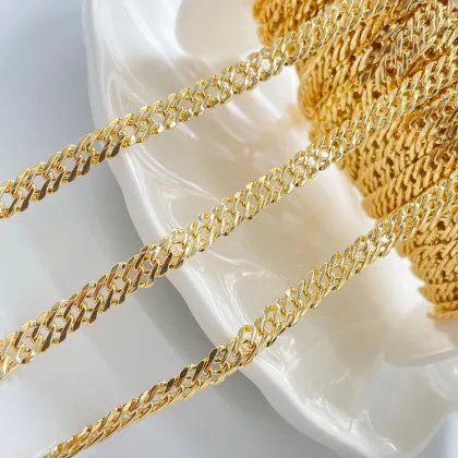 Wholesale Chain Roll Diy Jewelry Accessories Chain 14K Color Preserving Gold Diy Handmade Necklace Cuban Chain Jewelry Findings