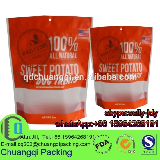 100% all natural sweet potato dog treats Laminated material and excelent printing plastic packing bag
