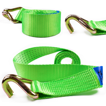 2" 5000kgs 50mm Yellow Finger Handle Ratchet Buckle Cargo Lashing Straps With 2 Inch Double J Hooks