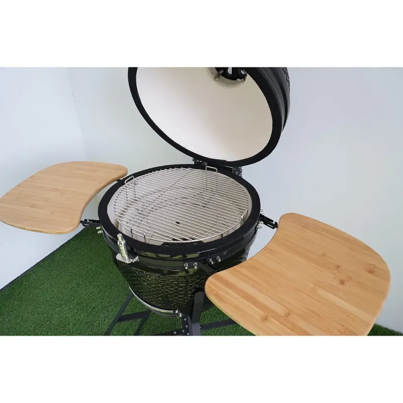18 Inch Kamado Wood Outdoor Cooking Tabletop Grill with Cast Iron Vent