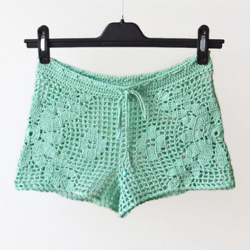 Crochet lace shorts mint green shorts
