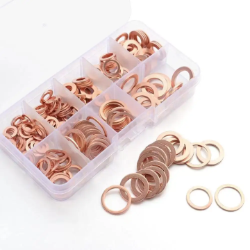 Copper Washers Assorted Set - 100 Pcs M5-M12 Storage Box Included