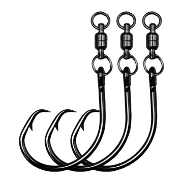 Cangkuk bulatan keluli karbon tinggi borong dengan swivel keluli tahan karat untuk memancing permainan besar