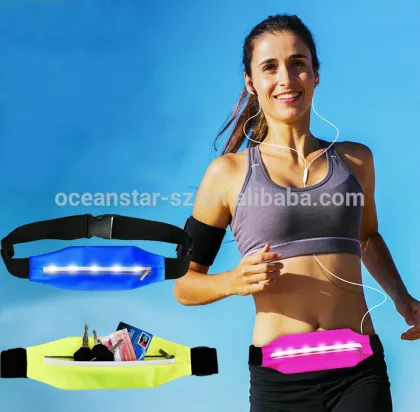 Travel sport running cycling waist bag with led /waist pouch