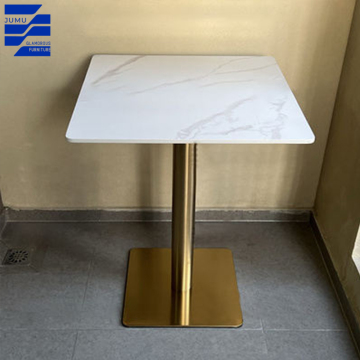 Glamorous Furniture: Modern Round Dining Tables with Square Marble Top and Metal Base for Outdoor Use