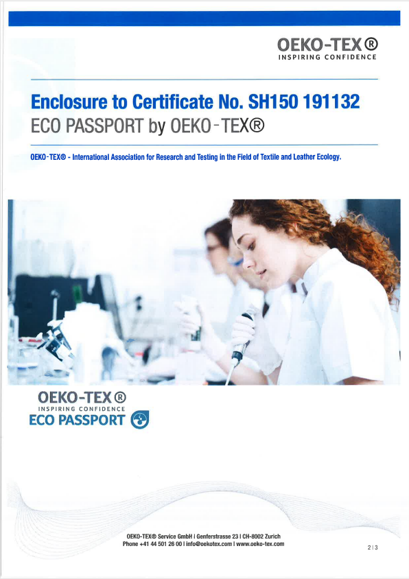 DM-3015N has been passed the certificate of ECO PASSPORT by OEKO-TEX