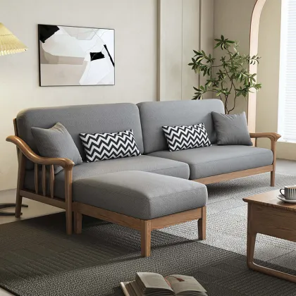 Nordic Solid Wood Fabric Sofa Set