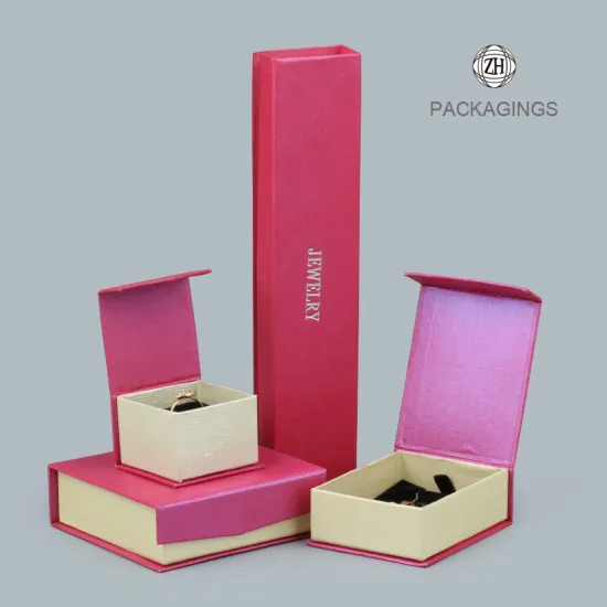 Luxury pink flip-top foldable jewelry sets box
