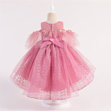 kids party ruffle shoulder floral magic rainbow lacw kids flower girls casual dresses